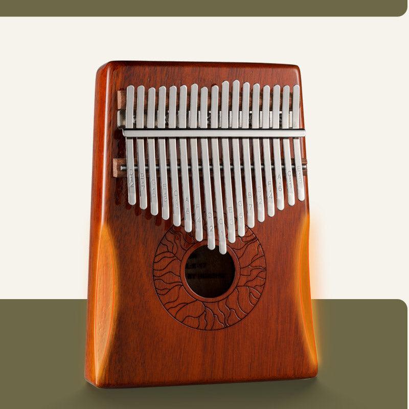MiSoundofNature Huashu 17 Key Hollow Kalimba Thumb Piano, Acacia Armrest Round Hole Opening Box Resonace Single Board Trepanning C Tone Kalimba Instrument - MiSoundofNature