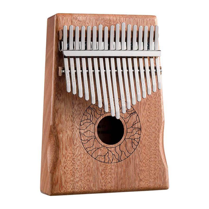 MiSoundofNature Huashu 17 Key Hollow Kalimba Thumb Piano, Mahogany Core Armrest Round Hole Opening Box Resonace Single Board Trepanning C Tone Kalimba Instrument - MiSoundofNature