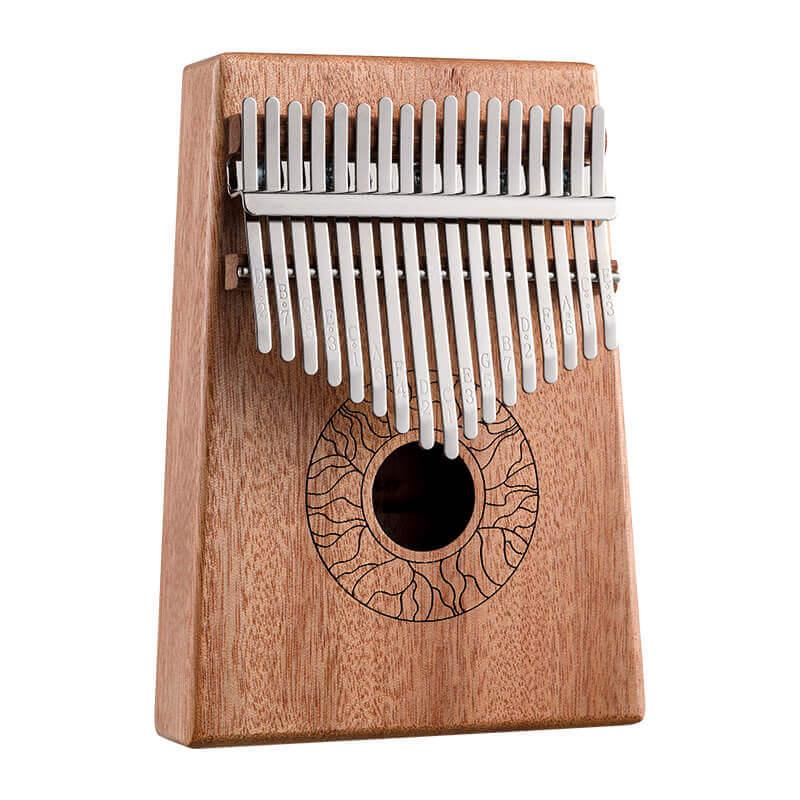 MiSoundofNature Huashu 17 Key Hollow Kalimba Thumb Piano, Mahogany Core Round Hole Opening Box Resonace Single Board Trepanning C Tone Kalimba Instrument - MiSoundofNature
