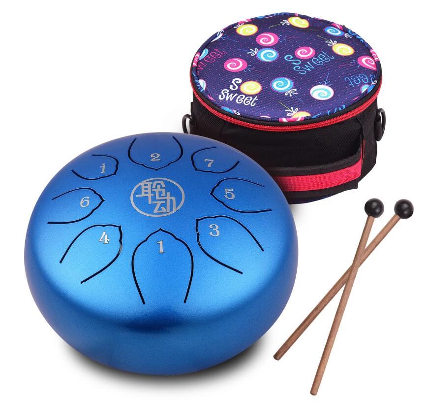 MiSoundofNature Huashu Alloy Steel Tongue Drum 6 Inch 8-Notes C-Key Percussion Instrument - MiSoundofNature