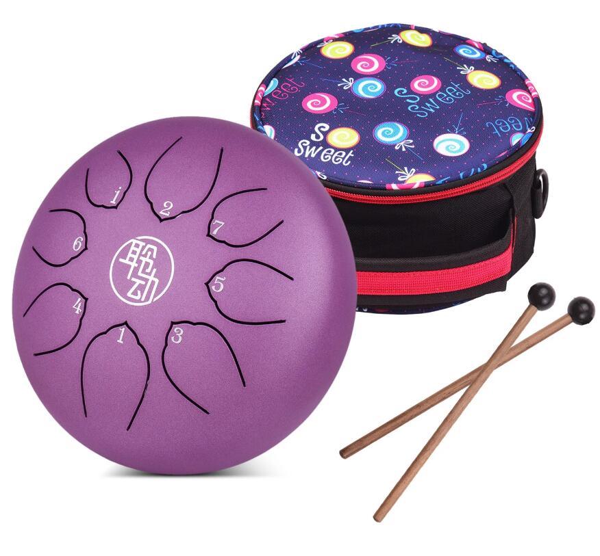MiSoundofNature Huashu Alloy Steel Tongue Drum 6 Inch 8-Notes C-Key Percussion Instrument - MiSoundofNature