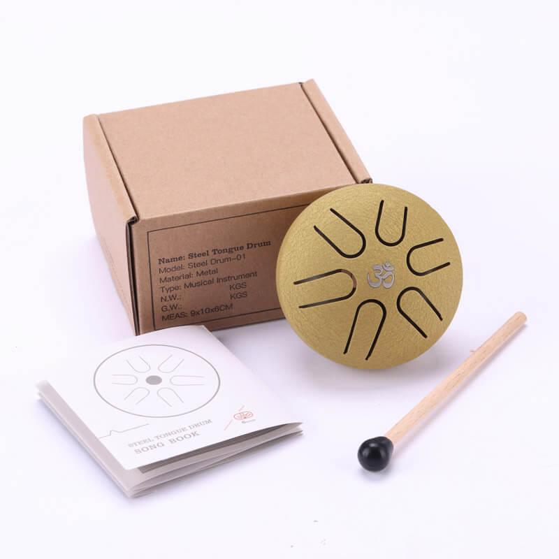 MiSoundofNature Huashu Mini Titanium Steel Tongue Drum 3 Inches 6 Notes A5 Tone Pocket Drum For Beginners - MiSoundofNature