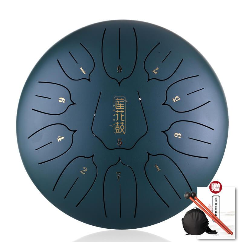 MiSoundofNature Huashu Upgrade Lotus Carbon Steel Tongue Drum 10'' 11 Tone D Key - 10 Inches / 11 Notes (18 colors) - MiSoundofNature