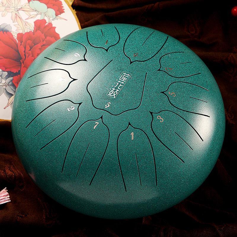 MiSoundofNature Huashu Upgrade Lotus Carbon Steel Tongue Drum 10'' 11 Tone D Key - 10 Inches / 11 Notes (18 colors) - MiSoundofNature