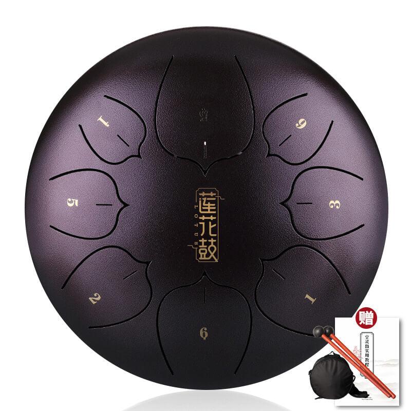 MiSoundofNature Huashu Upgrade Lotus Carbon Steel Tongue Drum 10'' 8 Tone C Key - 10 Inches / 8 Notes (18 colors) - MiSoundofNature