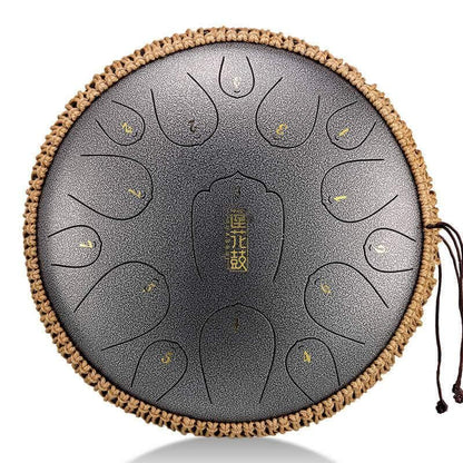 MiSoundofNature Huashu Upgrade Lotus Carbon Steel Tongue Drum 14 Inches 15 Notes C Key (D KEY Can Be Customized) - MiSoundofNature
