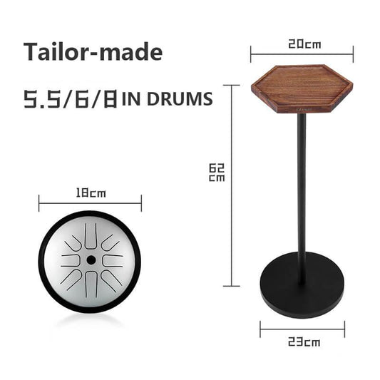 MiSoundofNature Steel Tongue Drum Stand, Solid Wood Pallet Drum Holder, Acacia Pallet And Base, Beech Pillar, Ideal for 5.5/6/8 Inch Percussion Instrument - MiSoundofNature